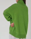 Sanne | Women's Cardigan Oversized Turtleneck Ribbed Knit Pullover Sweater for Layering