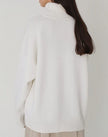 Sanne | Women's Cardigan Oversized Turtleneck Ribbed Knit Pullover Sweater for Layering