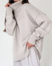 Sanne | Women's Cardigan Oversized Turtleneck Ribbed Knit Pullover Sweater for Layering