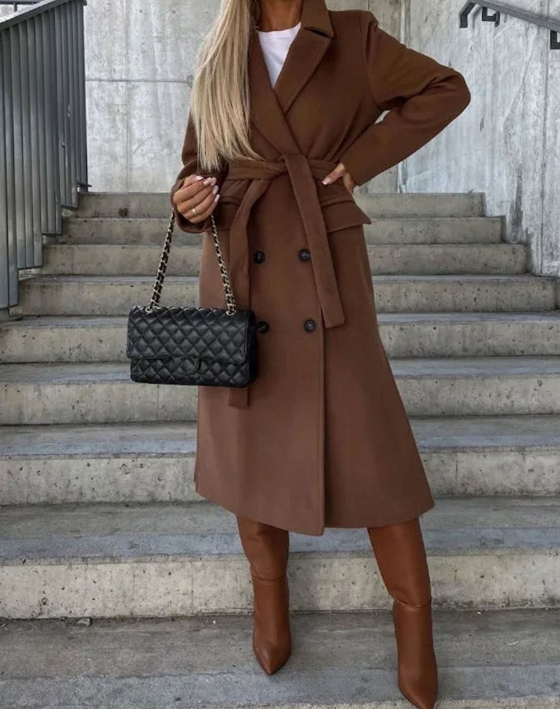 Double-Breasted Long Trench Coat Classic Fit for Women | Thirza