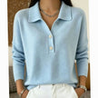 Evelyn | Women's Collared Button-Placket Long-Sleeve Knit Pullover Sweater with Polo-Collar for Everyday