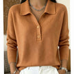 Evelyn | Women's Collared Button-Placket Long-Sleeve Knit Pullover Sweater with Polo-Collar for Everyday