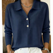 Evelyn | Women's Collared Button-Placket Long-Sleeve Knit Pullover Sweater with Polo-Collar for Everyday
