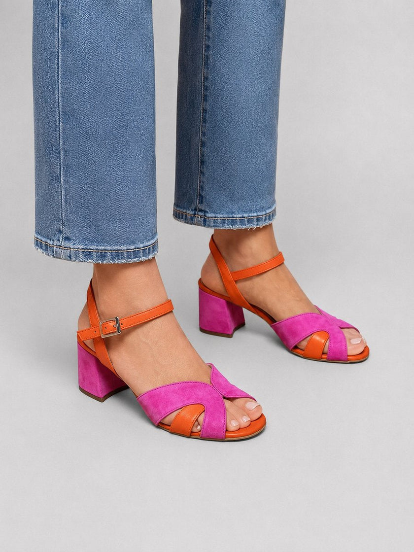 Eleanor | Women's Color Block Open-Toe Block Heel Sandals
