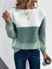 Olivia | Women's Colour Block Relaxed-Fit Long Sleeve Knit Sweater with Round-Neck for Everyday