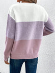 Olivia | Women's Colour Block Relaxed-Fit Long Sleeve Knit Sweater with Round-Neck for Everyday