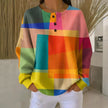 Eleanor | Women's Colourblock Waffle-Knit Long Sleeve Pullover Sweater with Geometric for Layering