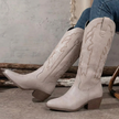 Cowboy Boots Embroidered Knee High Pointed Toe Block Heel Cowgirl Western Boots | Rikke