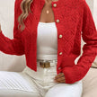 Charlotte | Women's Cropped Ribbed Button-Front Cardigan Knit Sweater with Cozy for Layering