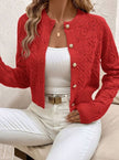 Charlotte | Women's Cropped Ribbed Button-Front Cardigan Knit Sweater with Cozy for Layering