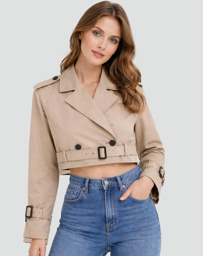 Erin | Cropped Double-Breasted Trench Coat for Women
