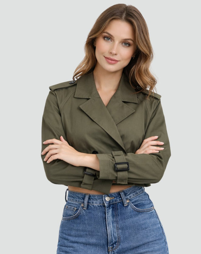 Erin | Cropped Double-Breasted Trench Coat for Women