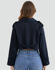 Trench Coat Women Cropped Belted Double-Breasted Jacket