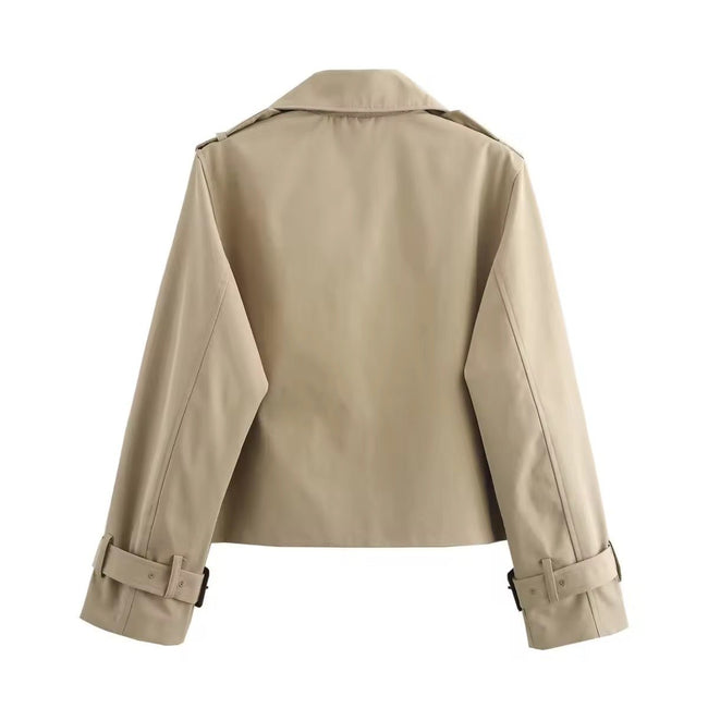 Florence | Khaki Cropped Trench Coat for Women