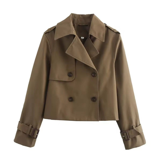 Florence | Khaki Cropped Trench Coat for Women