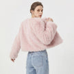 Faux Fur Jacket Women Cropped Cardigan Soft Minimalist Neckline