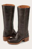 Charlotte | Women's Dark Brown Leather Knee-High Block-Heel Boots