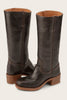 Charlotte | Women's Dark Brown Leather Knee-High Block-Heel Boots
