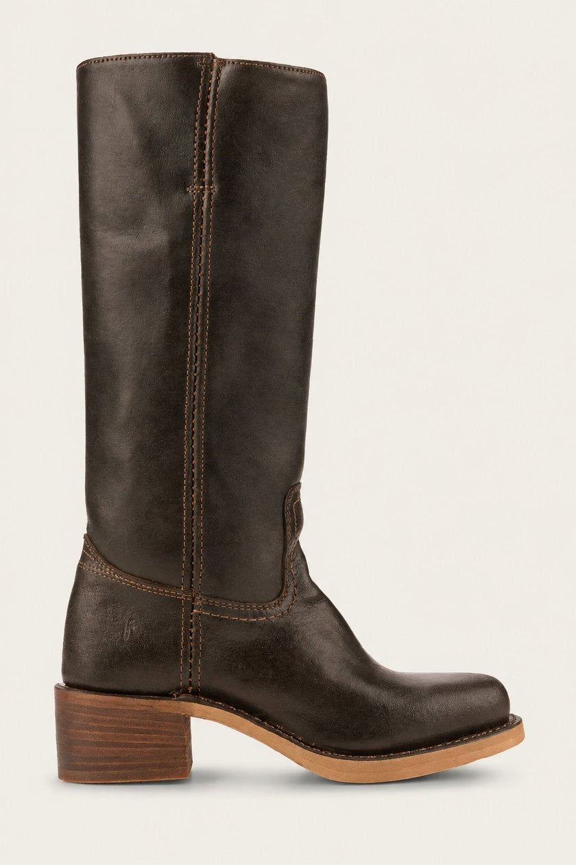 Charlotte | Women's Dark Brown Leather Knee-High Block-Heel Boots