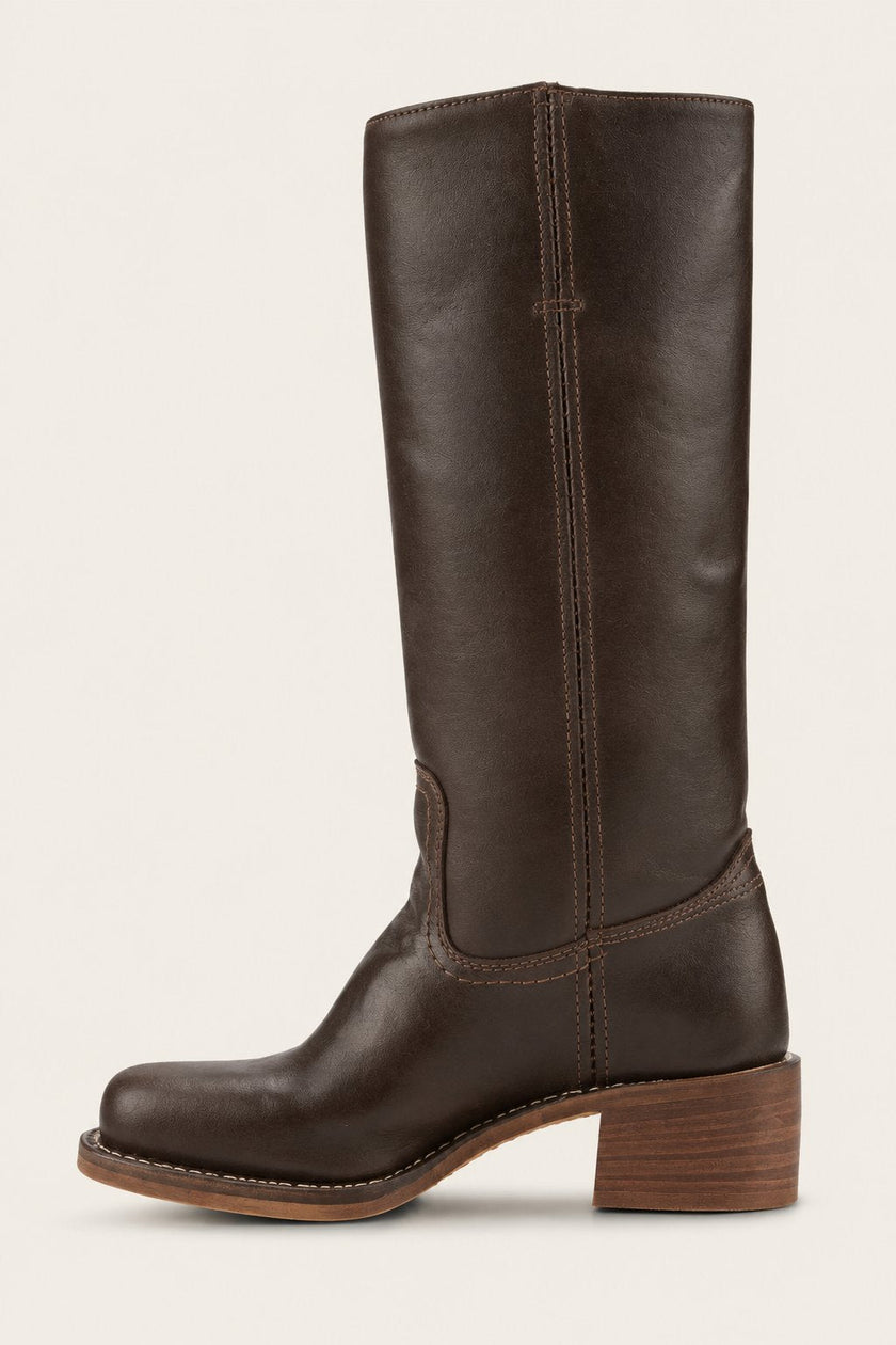 Charlotte | Women's Dark Brown Leather Knee-High Block-Heel Boots