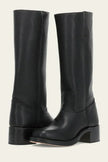 Charlotte | Women's Dark Brown Leather Knee-High Block-Heel Boots