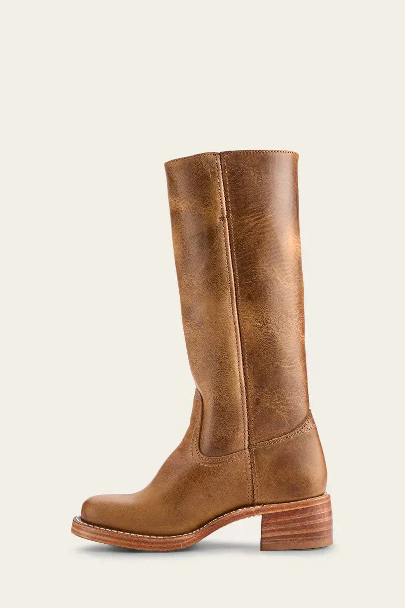 Charlotte | Women's Dark Brown Leather Knee-High Block-Heel Boots