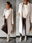 Midi Overcoat Women Double-Breasted Long Sleeve Tailored