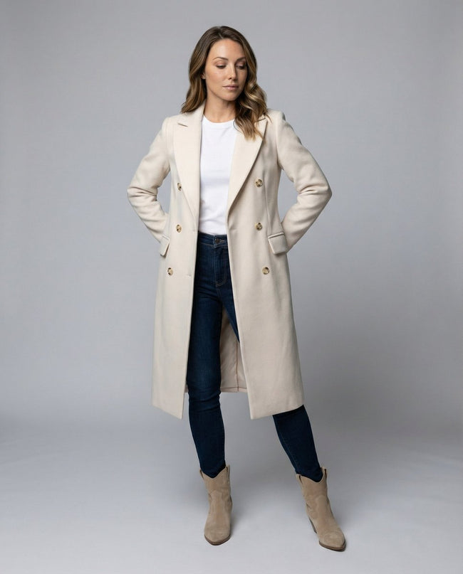 Violet | Long Double-Breasted Wool Coat for Women