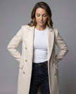 Midi Overcoat Women Double-Breasted Long Sleeve Tailored