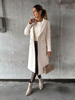 Midi Overcoat Women Double-Breasted Long Sleeve Tailored