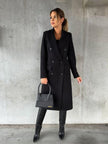 Midi Overcoat Women Double-Breasted Long Sleeve Tailored