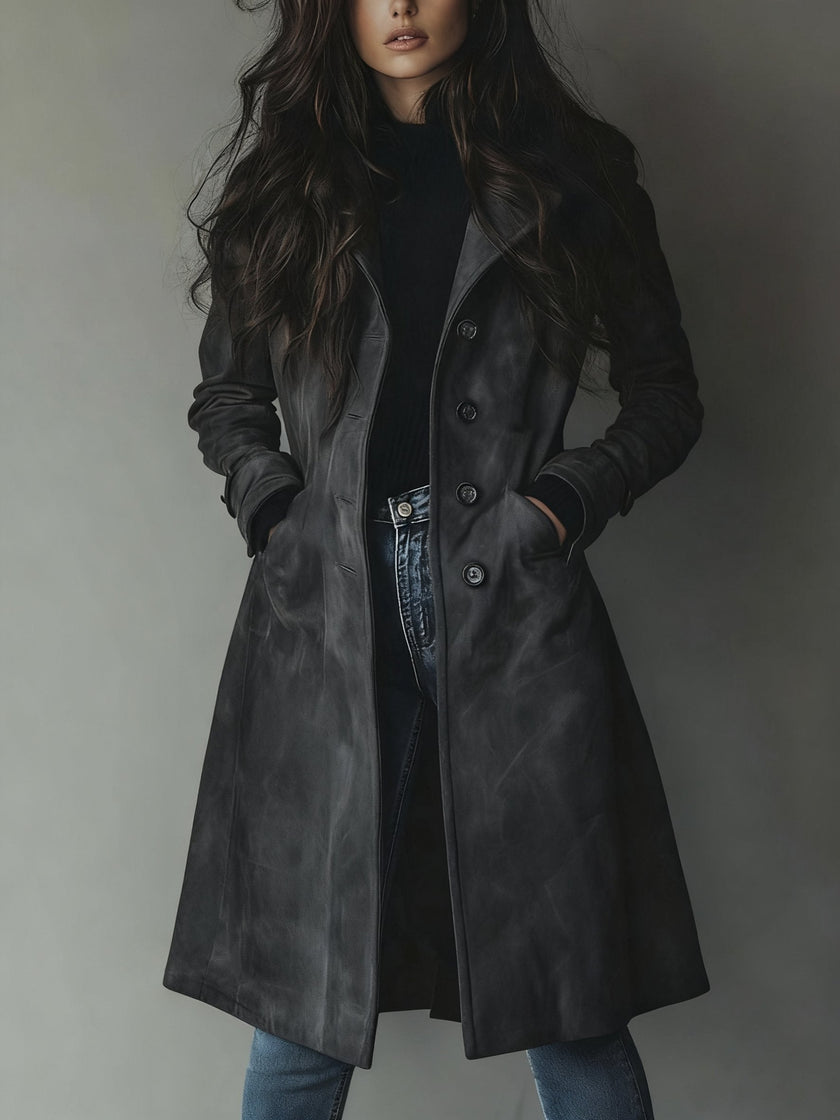 Trench Coat Women Double-Breasted Classic Vintage Style