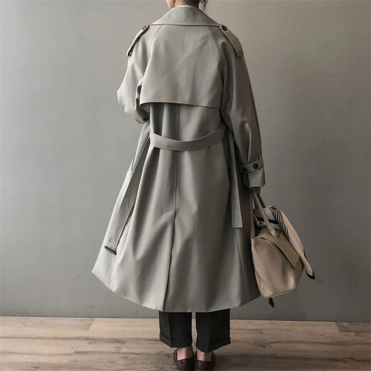 Poppy | Women's Longline Relaxed-Fit Double-Breasted Belted Trench Coat