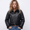 Bomber Jacket Women Shearling Double-Sided Short