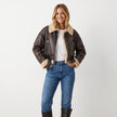 Bomber Jacket Women Shearling Double-Sided Short