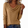 Luna | Women's Draped Cowl Neck Long-Sleeve Knit Sweater with Ribbed for Everyday