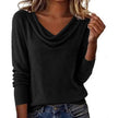 Luna | Women's Draped Cowl Neck Long-Sleeve Knit Sweater with Ribbed for Everyday