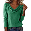 Luna | Women's Draped Cowl Neck Long-Sleeve Knit Sweater with Ribbed for Everyday