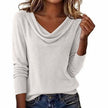 Luna | Women's Draped Cowl Neck Long-Sleeve Knit Sweater with Ribbed for Everyday