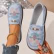 Grace | Women's Embroidered Floral Pearl-Detail Slip-On Loafers