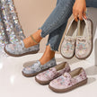 Grace | Women's Embroidered Floral Pearl-Detail Slip-On Loafers