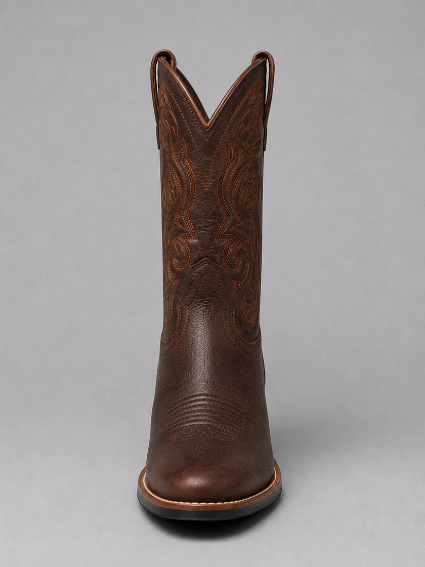Harper | Women's Embroidered Leather Pull-On Western Ankle Boots