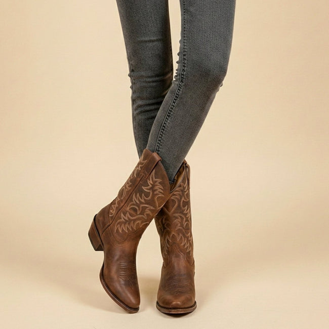 Florence | Women's Mid-Calf Embroidered Block-Heel Western Boots