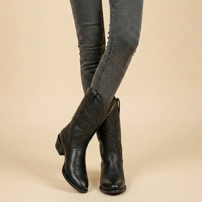 Florence | Women's Mid-Calf Embroidered Block-Heel Western Boots