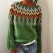 Victoria | Women's Fair Isle Knit Sweater Slouchy Icelandic Pullover with Geometric for Winter
