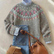 Sophia | Women's Fair Isle Nordic Knit Sweater Relaxed Fluffy Pullover with Striped for Autumn