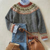 Sophia | Women's Fair Isle Nordic Knit Sweater Relaxed Fluffy Pullover with Striped for Autumn