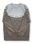 Mia | Women's Fair Isle Sheep Jacquard Thick-Knit Pullover Sweater with Nordic for Layering