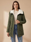 Parka Jacket Insulated Faux Fur Collar Drawstring Mid Length Winter Coat | Alma
