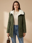 Parka Jacket Insulated Faux Fur Collar Drawstring Mid Length Winter Coat | Alma
